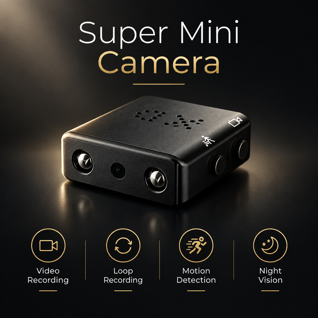Mini camera video recording, loop recording, motion detection and night vision