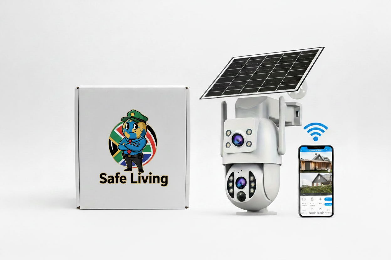 Solar Camera Hero with Safe Living Logo