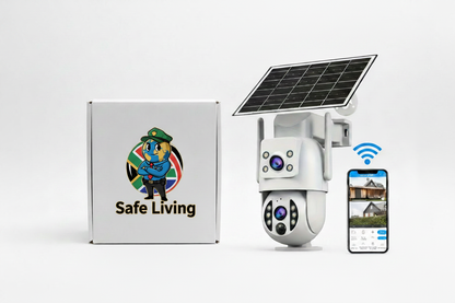 Solar Camera Hero with Safe Living Logo