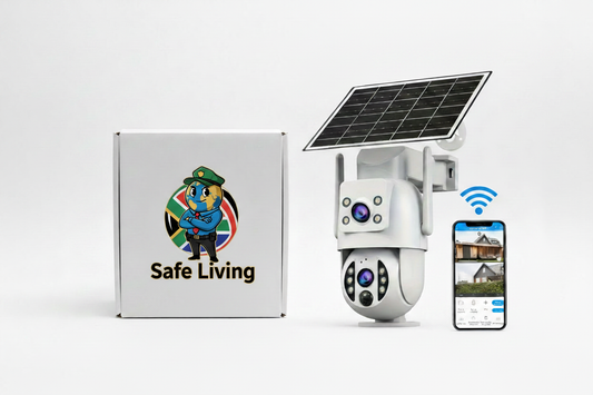 Solar Camera Hero with Safe Living Logo